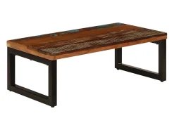 Mesa De Centro* Mesa de centro | Mesa de apoio | Mesa de café 100x50x35 cm madeira recuperada maciça e aço Castanho