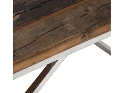 Mesa De Centro| Mesa de centro | Mesa de apoio | Mesa de café aço inoxidável/madeira ferroviária maciça Prateado