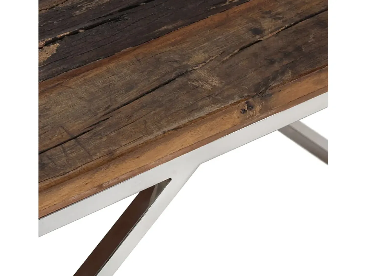 Mesa De Centro| Mesa de centro | Mesa de apoio | Mesa de café aço inoxidável/madeira ferroviária maciça Prateado