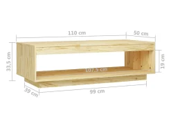 Mesa De Centro* Mesa de centro | Mesa de apoio | Mesa de café 110x50x33.5 cm madeira de pinho maciça Castanho