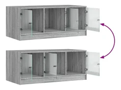 Mesa De Centro| Mesa de centro | Mesa de apoio | Mesa de café c/ portas de vidro 102x50x42 cm cinza sonoma Cinzento