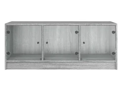 Mesa De Centro| Mesa de centro | Mesa de apoio | Mesa de café c/ portas de vidro 102x50x42 cm cinza sonoma Cinzento