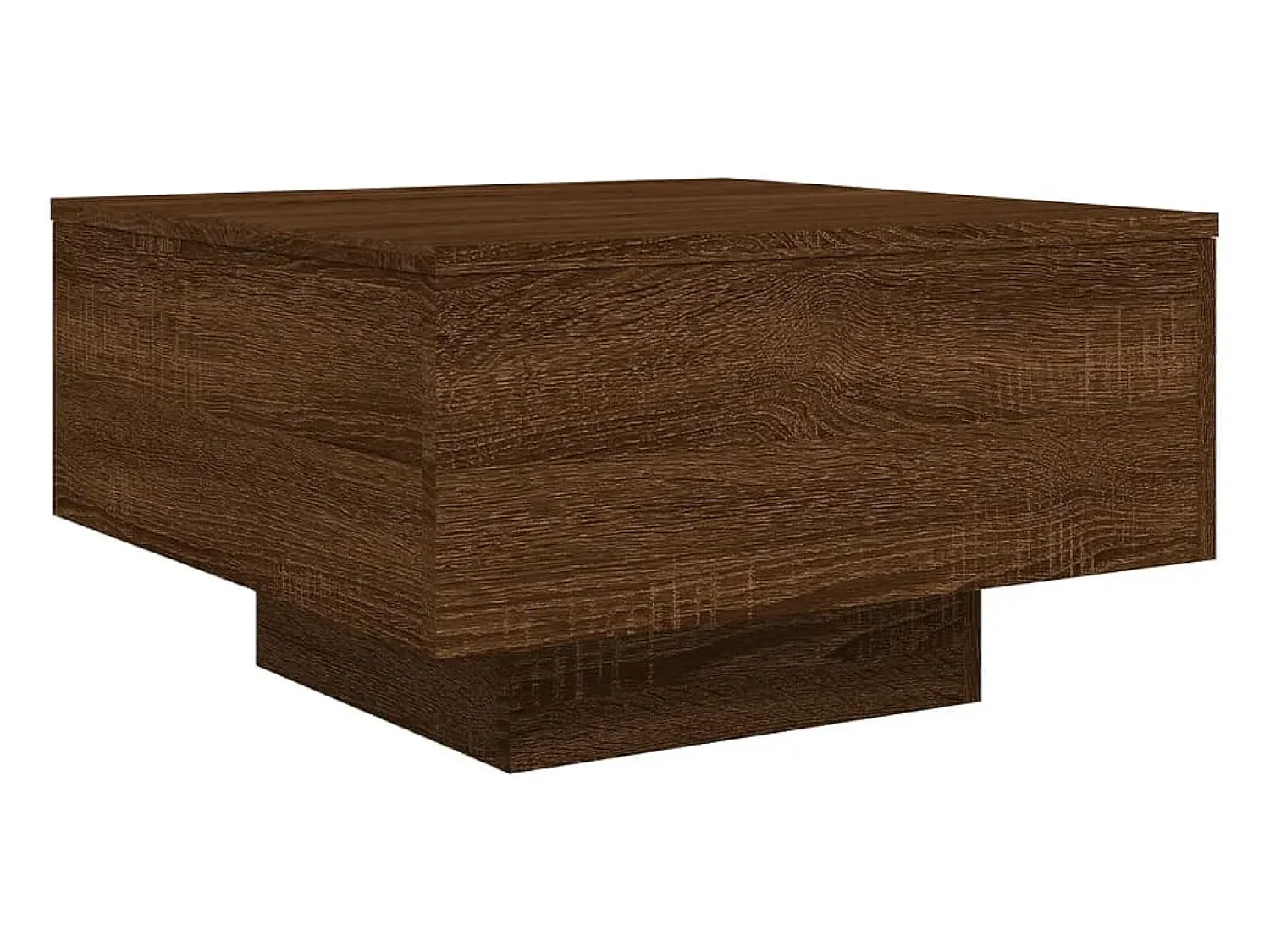 Mesa De Centro| Mesa de centro | Mesa de apoio com luzes LED 55x55x31 cm carvalho Castanho