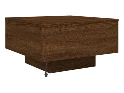 Mesa De Centro| Mesa de centro | Mesa de apoio com luzes LED 55x55x31 cm carvalho Castanho