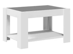 Mesa De Centro* Mesa de centro | Mesa de apoio c/ LEDs 73x53x45 cm derivados de madeira Branco
