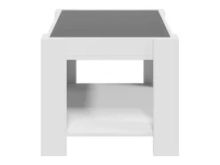 Mesa De Centro* Mesa de centro | Mesa de apoio c/ LEDs 73x53x45 cm derivados de madeira Branco