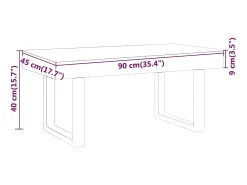 Mesa De Centro| Mesa de centro | Mesa de apoio 90x45x40 cm MDF e ferro e preto Cinzento