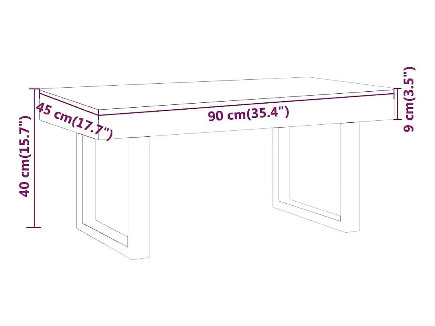 Mesa De Centro| Mesa de centro | Mesa de apoio 90x45x40 cm MDF e ferro e preto Cinzento