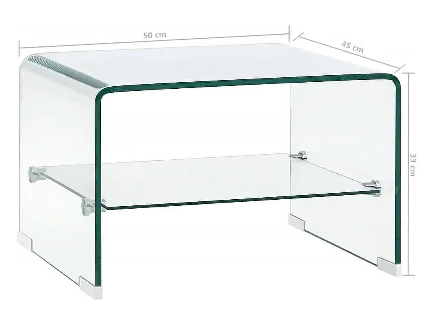 Mesa De Centro| Mesa de centro | Mesa de apoio 50x45x33 cm vidro temperado Transparente