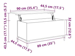 Mesa de centro | Mesa de apoio 90x44.5x45 cm derivados de madeira brilhante^ Mesa De Centro