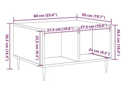 Discount Mesa de centro | Mesa de apoio 60x50x36.5 cm derivados de madeira madeira velha Castanho