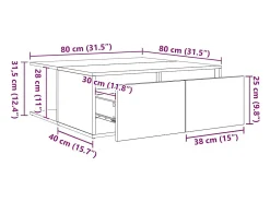 Discount Mesa de centro | Mesa de apoio com gaveta Carvalho 80x80x31 cm Preto