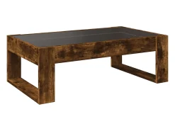 Mesa De Centro* Mesa de centro | Mesa de apoio luzes LED Infinity 90x53x30 cm carvalho fumado Castanho