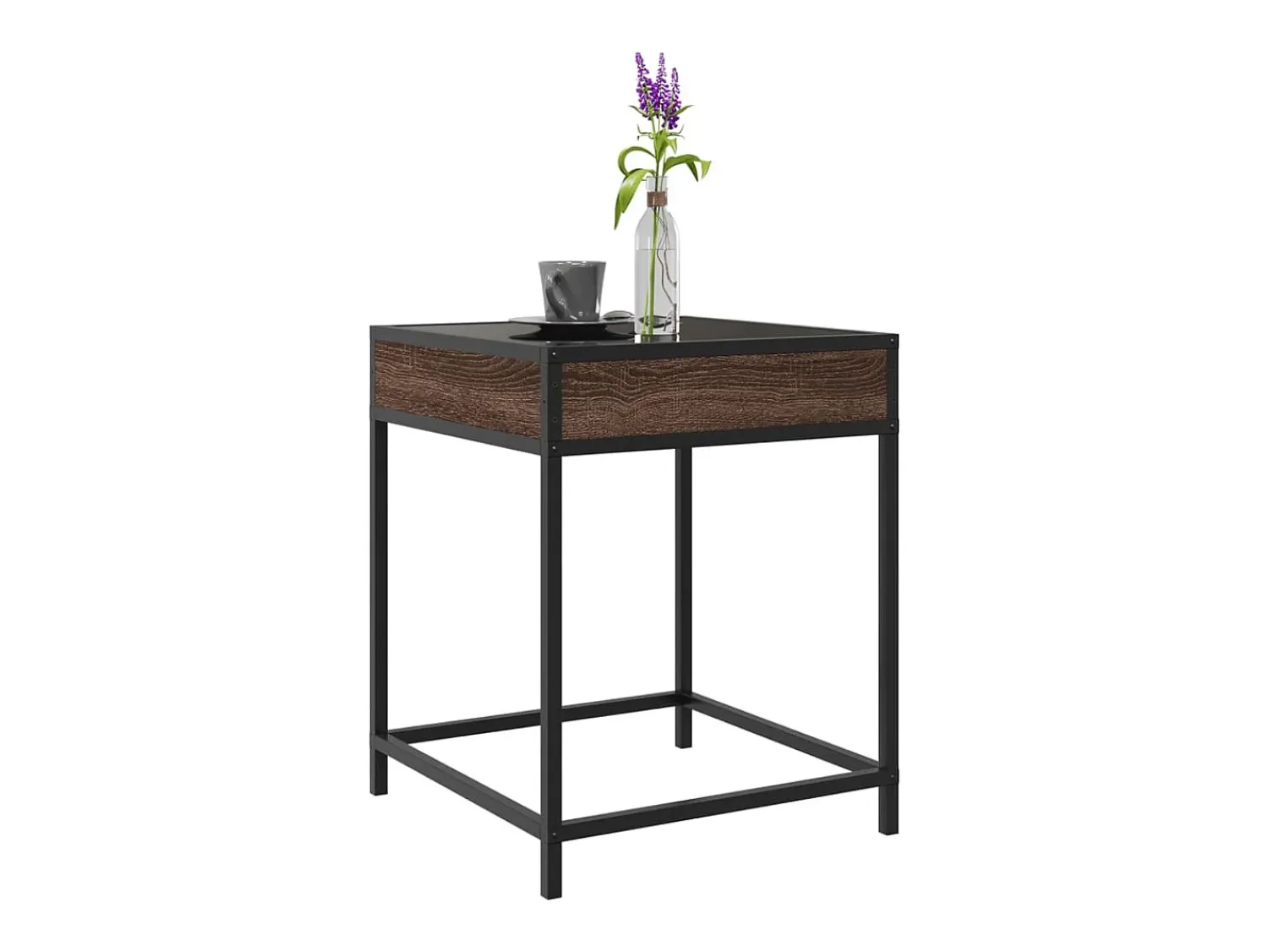 Mesa de centro | Mesa de apoio luzes LED Infinity 40x40x51 cm carvalho^ Mesa De Centro