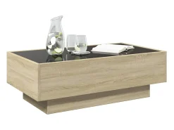 Mesa de centro | Mesa de apoio c/ LEDs 90x50x30 cm derivados de madeira^ Mesa De Centro