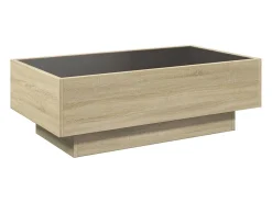 Mesa de centro | Mesa de apoio c/ LEDs 90x50x30 cm derivados de madeira^ Mesa De Centro