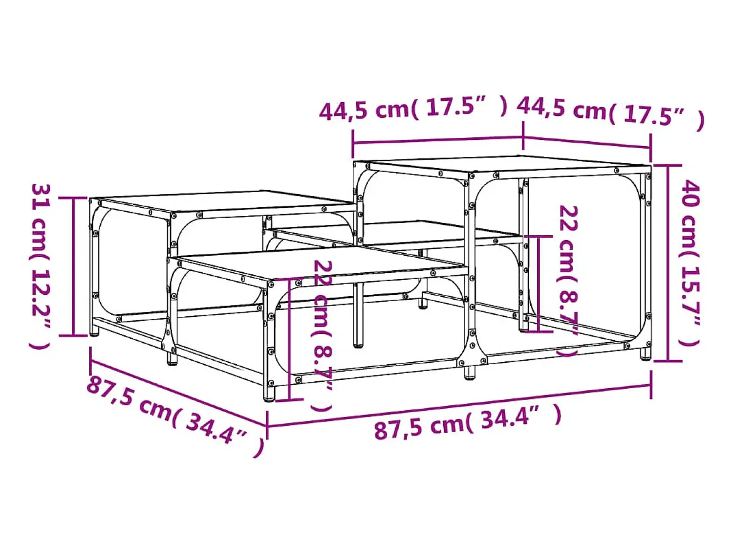 Online Mesa de centro | Mesa de apoio 87.5x87.5x40 cm derivados de madeira cinza sonoma Cinzento