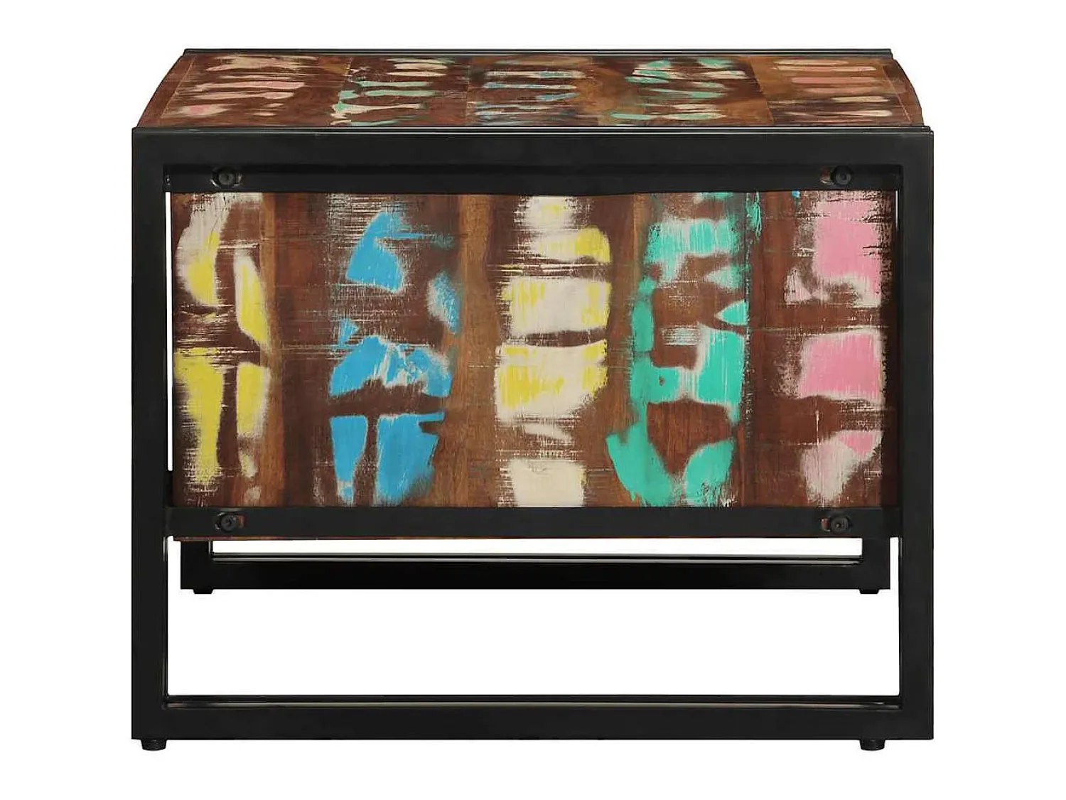 Mesa De Centro* Mesa de centro | Mesa de apoio 70x50x38 cm madeira maciça recuperada Multicor