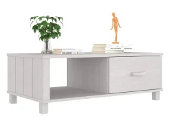 Mesa De Centro* Mesa de centro | Mesa de apoio HAMAR 100x55x35 cm pinho maciço Branco