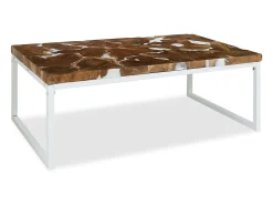 Mesa De Centro* Mesa de centro | Mesa de apoio em resina de teca 110x60x40 cm Branco