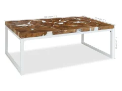 Mesa De Centro* Mesa de centro | Mesa de apoio em resina de teca 110x60x40 cm Branco
