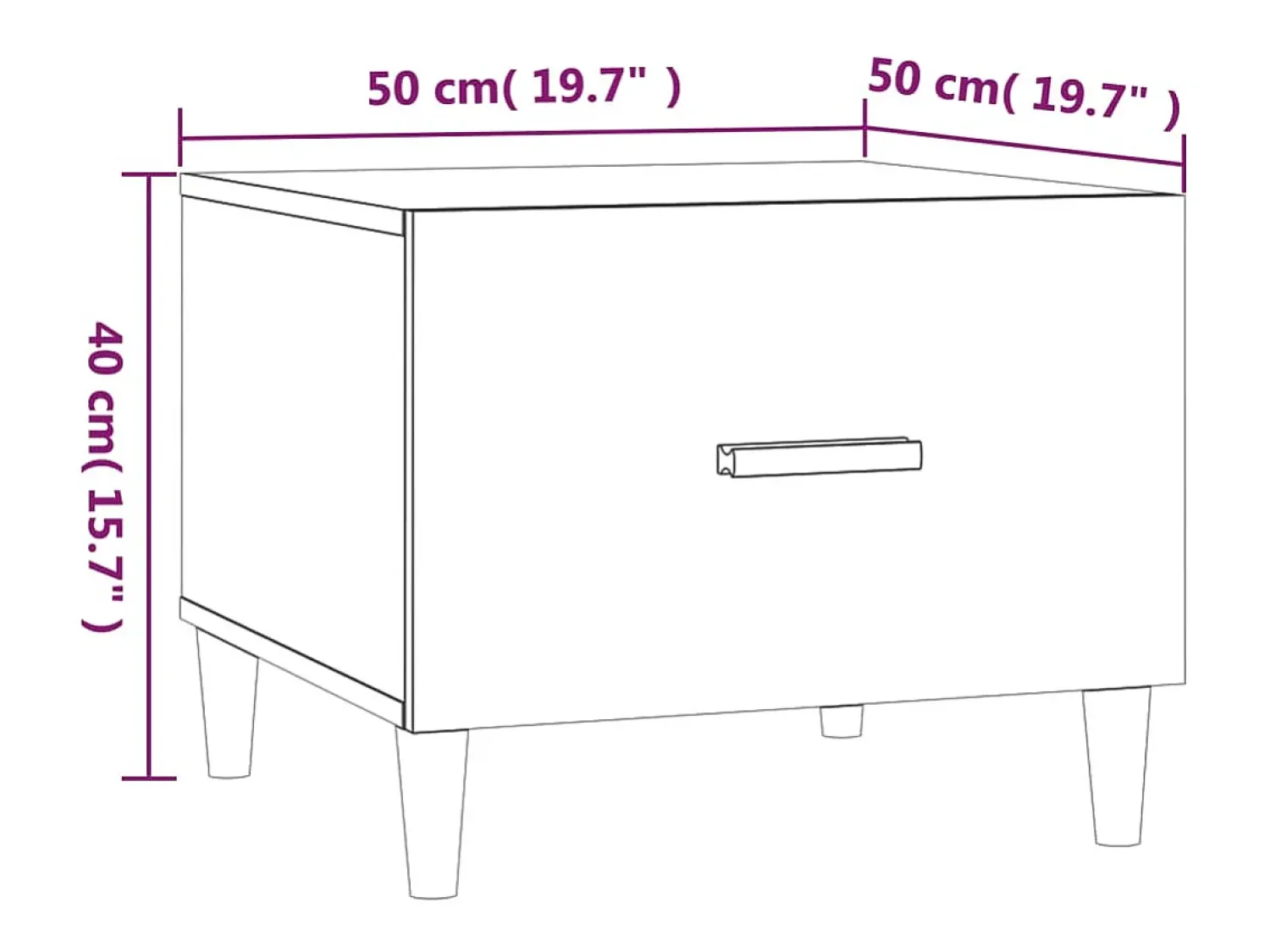 Clearance Mesa de centro | Mesa de apoio 50x50x40cm derivados de madeira brilhante Branco