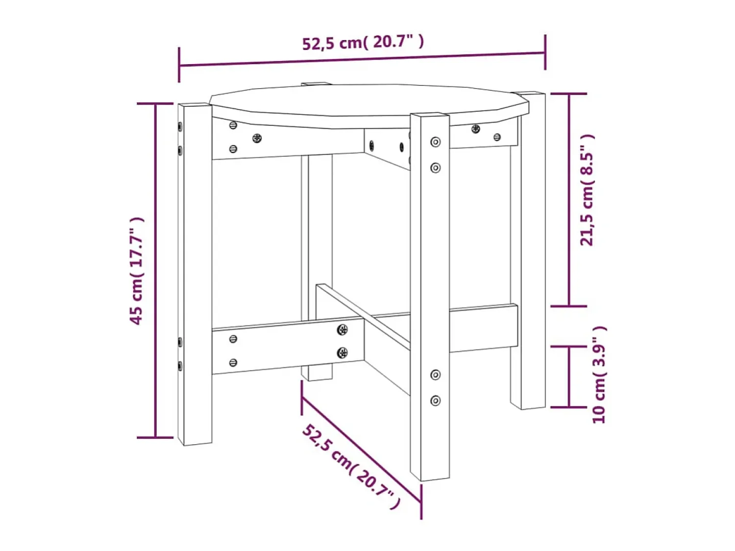 Mesa De Centro| Mesa de centro | Mesa de apoio Ø 52.5x45 cm madeira de pinho maciça Branco