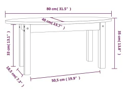 Online Mesa de centro | Mesa de apoio 80x40x35 cm madeira de pinho maciça Cinzento