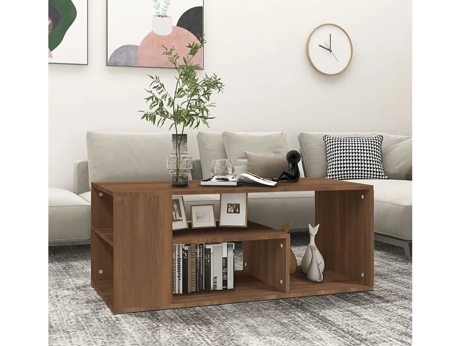 Online Mesa de centro | Mesa de apoio 100x50x40 cm derivados de madeira carvalho Castanho