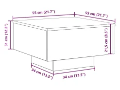 Clearance Mesa de centro | Mesa de apoio | Mesa de café carvalho artisiano 55x55x31 cm Castanho