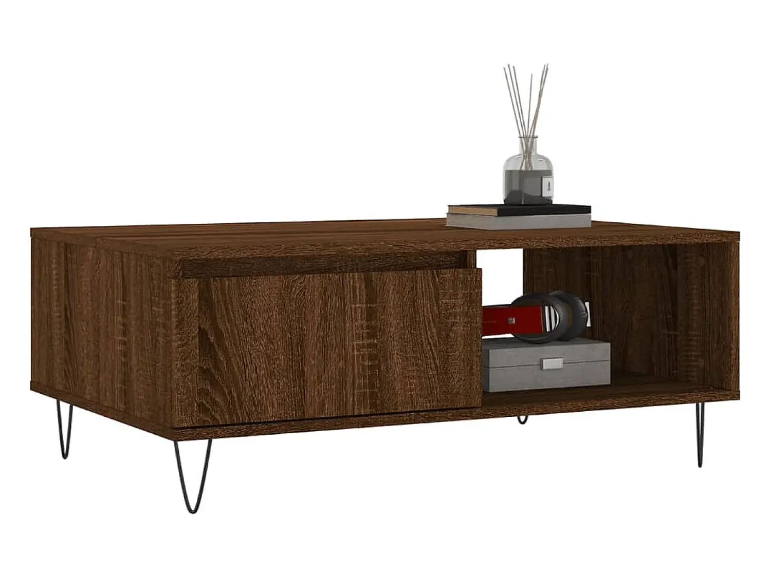 Mesa De Centro* Mesa de centro | Mesa de apoio 90x60x35 cm derivados madeira carvalho Castanho