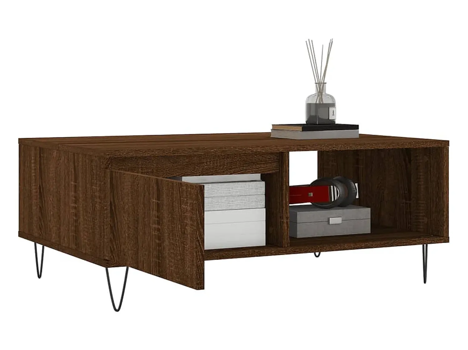 Mesa De Centro* Mesa de centro | Mesa de apoio 90x60x35 cm derivados madeira carvalho Castanho