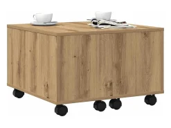 Mesa De Centro* Mesa de centro | Mesa de apoio 60x60x38 cm deriv. madeira carvalho artisiano Castanho