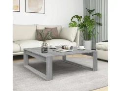 Outlet Mesa de centro | Mesa de apoio 100x100x35 cm derivados de madeira cinza sonoma Cinzento