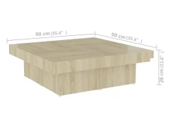 Mesa de centro | Mesa de apoio 90x90x28 cm contraplacado carvalho sonoma^ Mesa De Centro