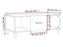 Mesa de centro | Mesa de apoio 102x50x40 cm derivados madeira carvalho Castanho
