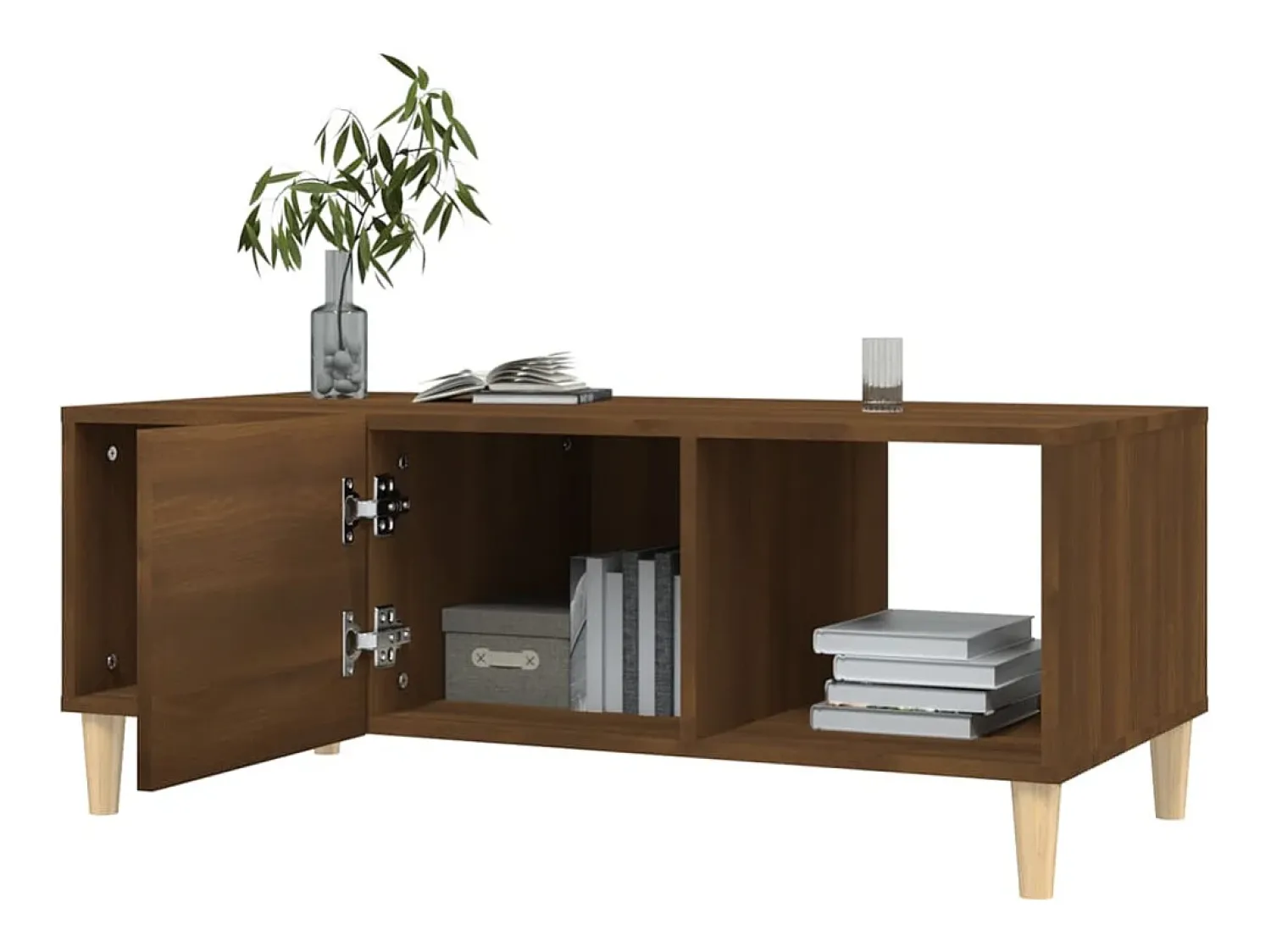 Mesa de centro | Mesa de apoio 102x50x40 cm derivados madeira carvalho Castanho