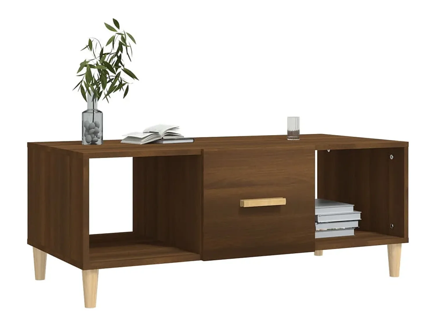 Mesa de centro | Mesa de apoio 102x50x40 cm derivados madeira carvalho Castanho
