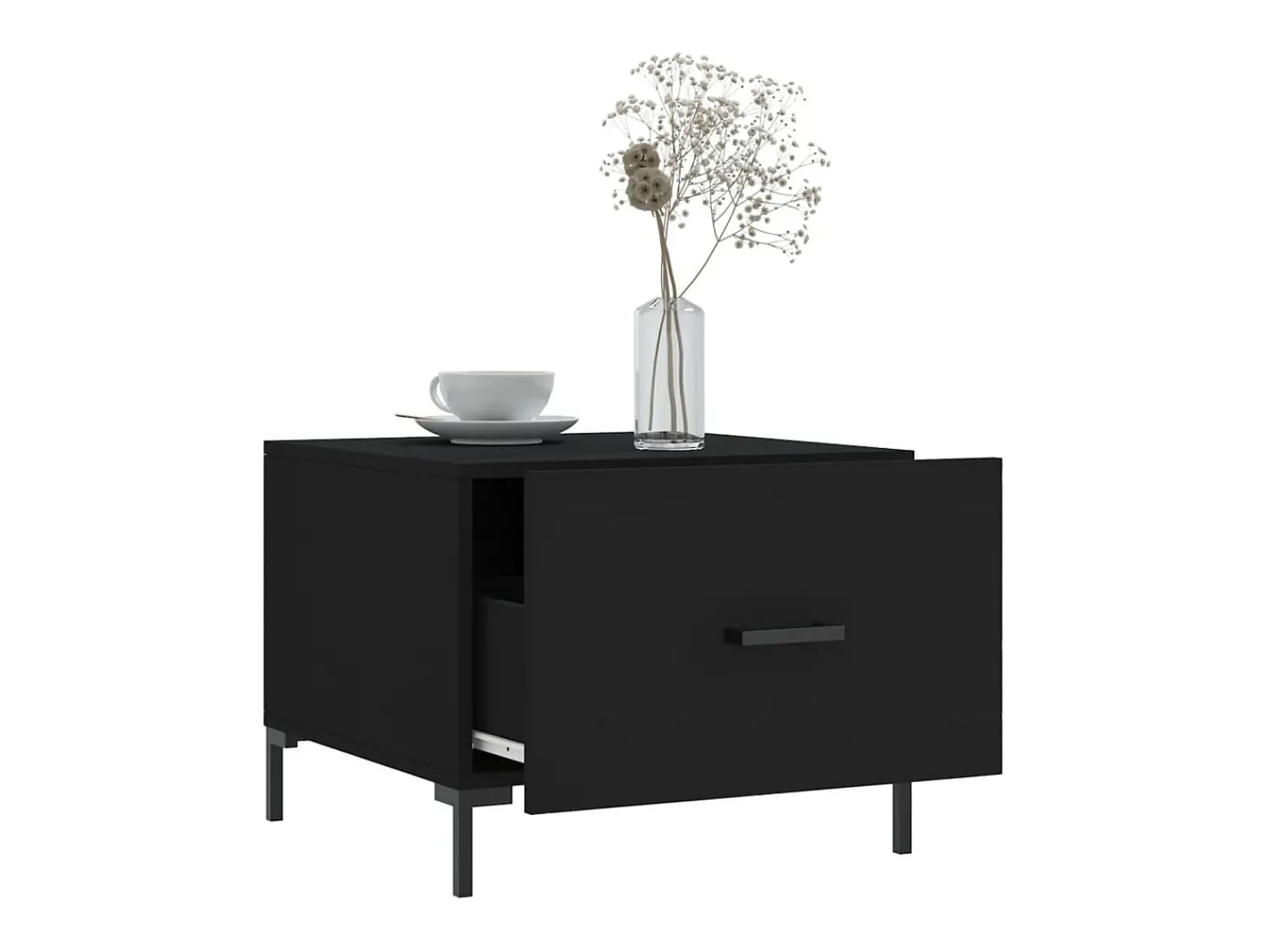 Mesa De Centro| Mesa de centro | Mesa de apoio 50x50x40 cm derivados de madeira Preto