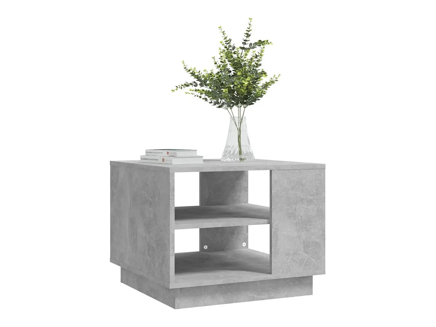 Mesa de centro | Mesa de apoio 55x55x43 cm derivados de madeira cinza cimento^ Mesa De Centro