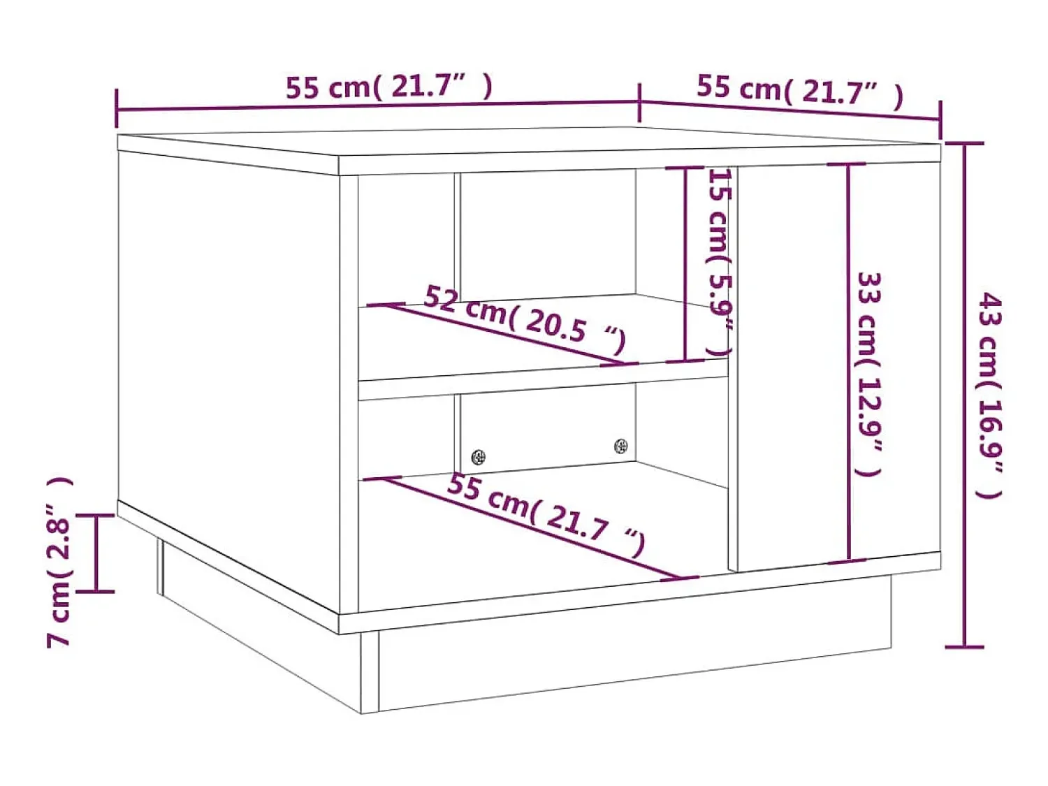 Mesa de centro | Mesa de apoio 55x55x43 cm derivados de madeira cinza cimento^ Mesa De Centro
