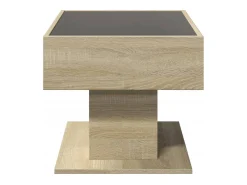 Online Mesa de centro | Mesa de apoio c/ LEDs 70x50x45 cm derivados de madeira Castanho