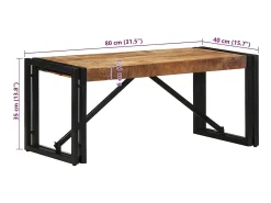 Mesa De Centro* Mesa de centro | Mesa de apoio | Mesa de café 80x40x35 cm madeira de mangueira áspera maciça Castanho