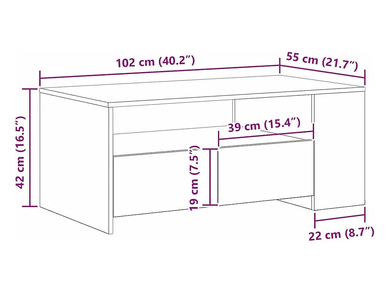 Mesa De Centro| Mesa de centro | Mesa de apoio with Drawer Carvalho 102x55x43.5 cm Preto