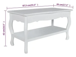 Mesa De Centro| Mesa de centro | Mesa de apoio | Mesa de café com 2 prateleiras MDF Branco