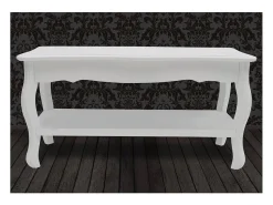Mesa De Centro| Mesa de centro | Mesa de apoio | Mesa de café com 2 prateleiras MDF Branco