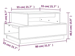Best Mesa de centro | Mesa de apoio 80x55x40.5 cm madeira de pinho maciça Preto