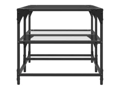 Mesa De Centro* Mesa de centro | Mesa de apoio c/ topo em vidro 98.5x50x45 cm aço Transparente
