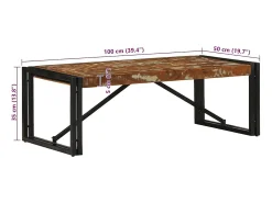 Mesa De Centro* Mesa de centro | Mesa de apoio 100x50x35 cm madeira maciça recuperada Multicor