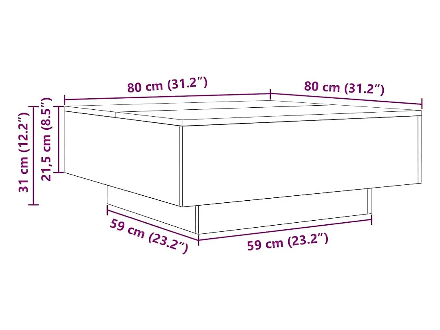 Mesa De Centro* Mesa de centro | Mesa de apoio 80x80x31 cm contraplacado carvalho sonoma Castanho